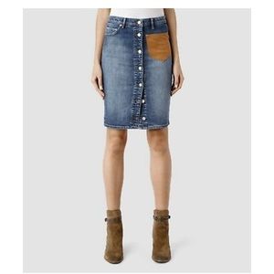 All Saints high waisted denim skirt.